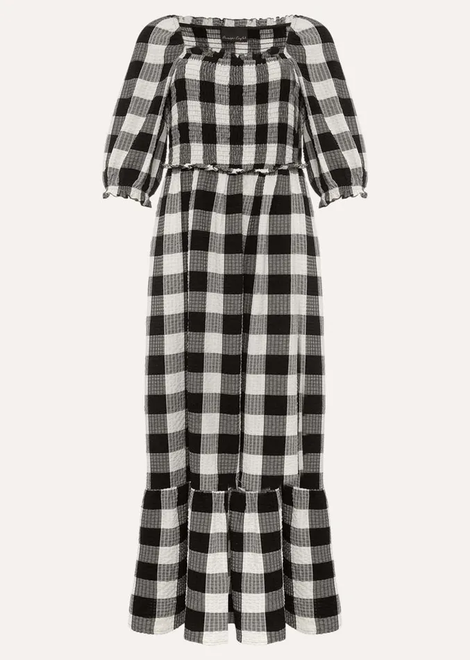 Evlin Gingham Square Neck Dress Navyivory Women Phase Eight Dresses