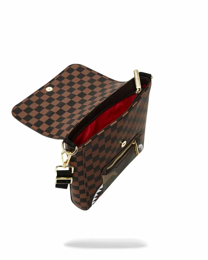 EXTERIOR GOLD ZIP POCKET SHARKS IN PARIS MESSENGER SLING BAG Bags SPRAYGROUND