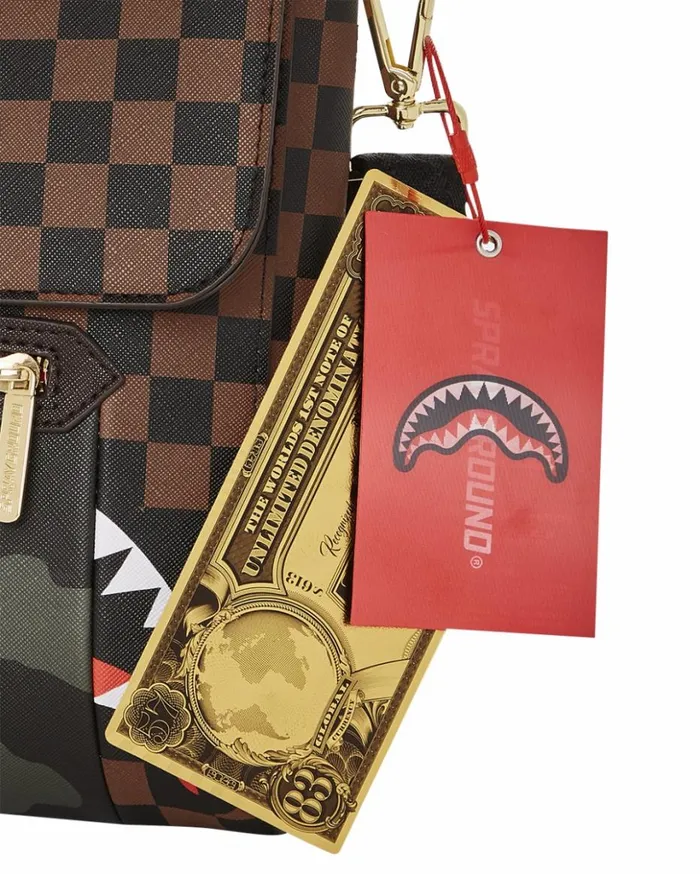 EXTERIOR GOLD ZIP POCKET SHARKS IN PARIS MESSENGER SLING BAG Bags SPRAYGROUND