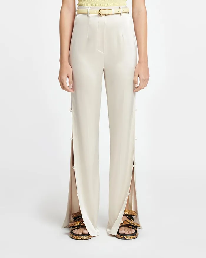 Felina Slip Satin Pants Creme Women Nanushka Bottoms