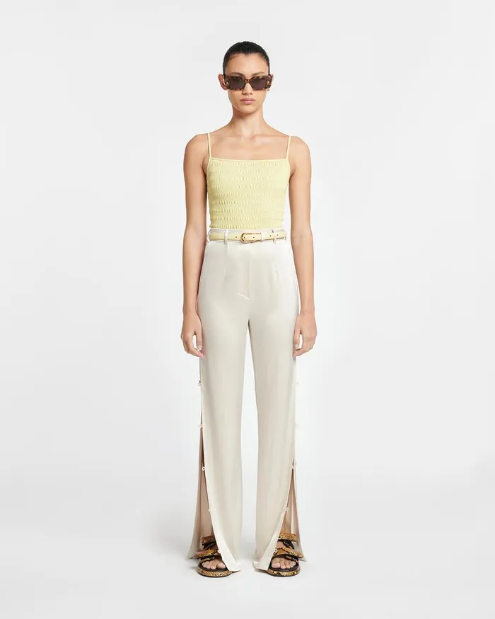 Felina Slip Satin Pants Creme Women Nanushka Bottoms