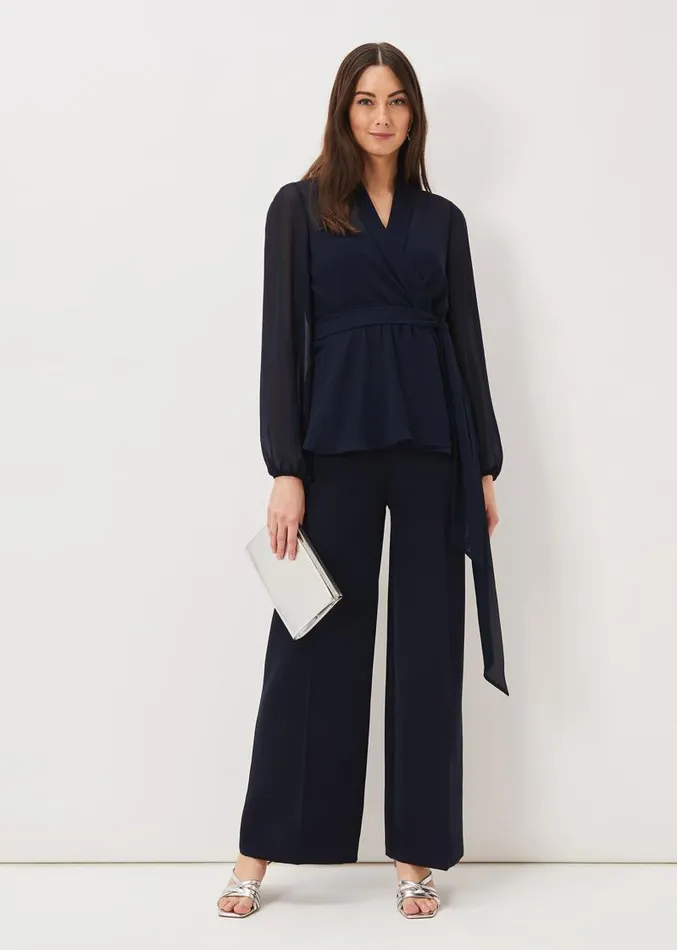 Florentine Wide Leg Trousers Navy Women Phase Eight Trousers