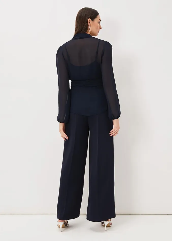 Florentine Wide Leg Trousers Navy Women Phase Eight Trousers
