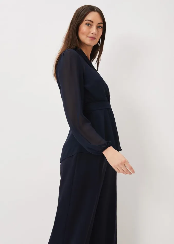 Florentine Wide Leg Trousers Navy Women Phase Eight Trousers