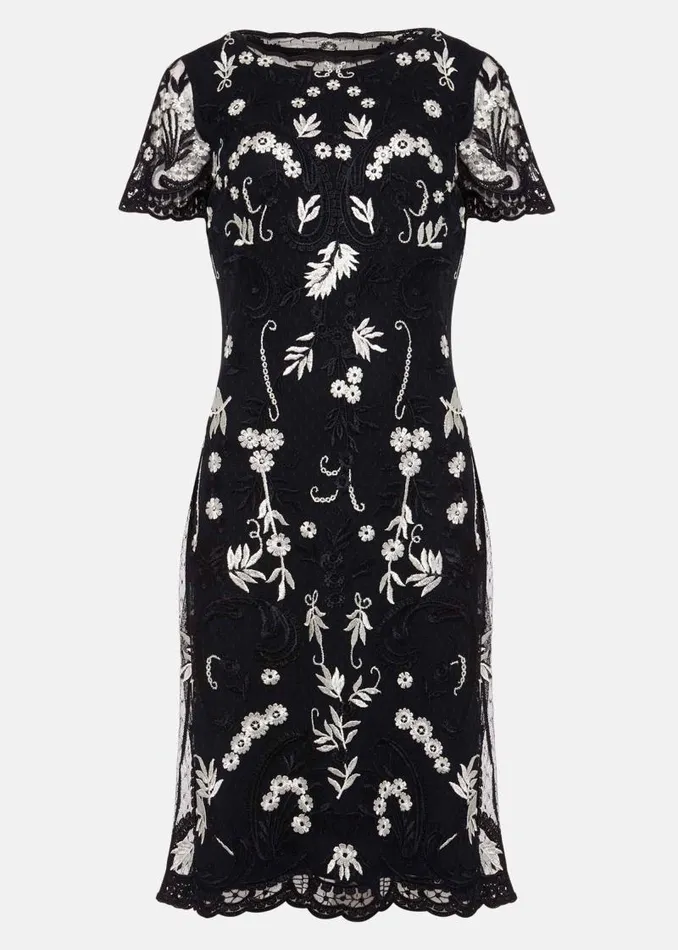 Floris Embroidered Shift Dress Navyivory Women Phase Eight Dresses