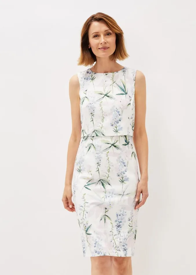 Francine Double Layer Scuba Dress Ivory Multi Women Phase Eight Dresses