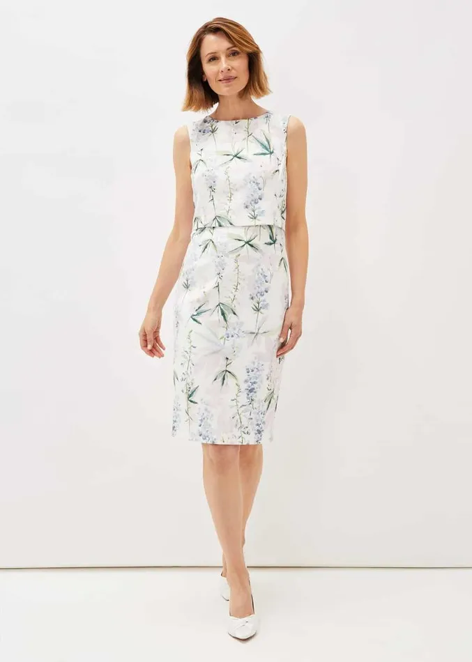 Francine Double Layer Scuba Dress Ivory Multi Women Phase Eight Dresses