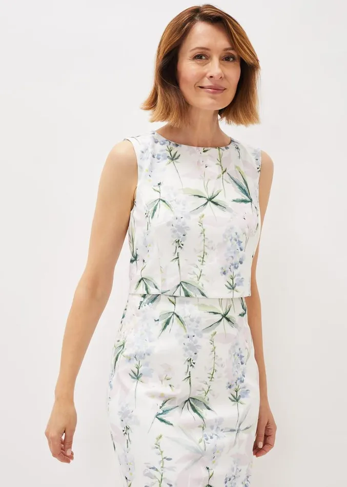 Francine Double Layer Scuba Dress Ivory Multi Women Phase Eight Dresses