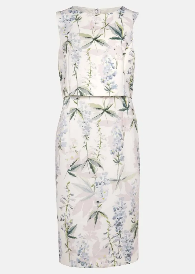 Francine Double Layer Scuba Dress Ivory Multi Women Phase Eight Dresses