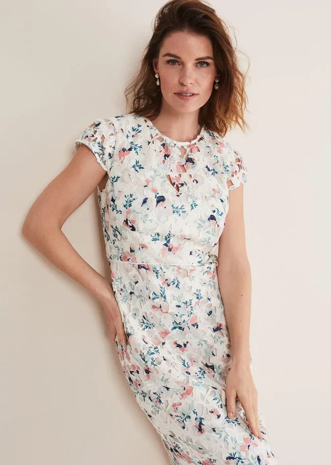 Franky Floral Lace Dress Ivorymulti Women Phase Eight Dresses