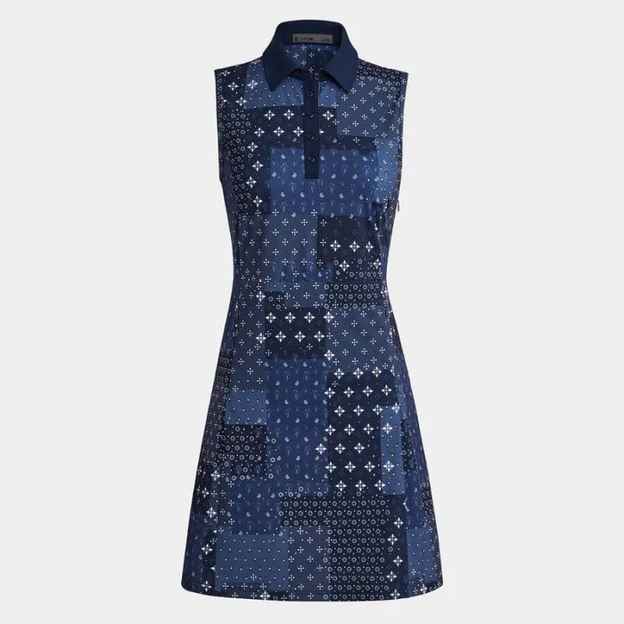 GFORE BORO PRINT PIQU SLEEVELESS POLO DRESS Twilight Women Skorts and Dresses