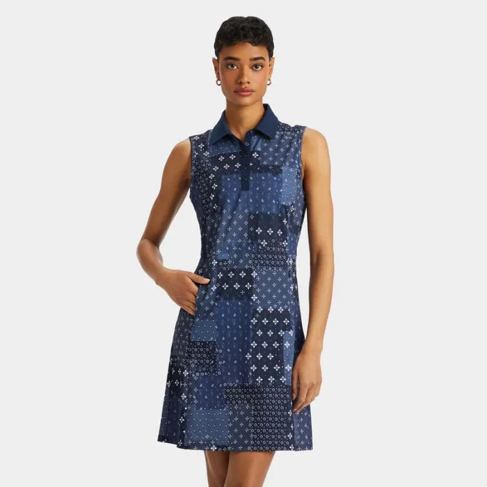 GFORE BORO PRINT PIQU SLEEVELESS POLO DRESS Twilight Women Skorts and Dresses
