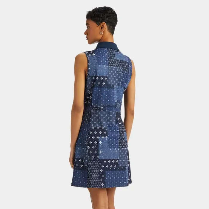 GFORE BORO PRINT PIQU SLEEVELESS POLO DRESS Twilight Women Skorts and Dresses