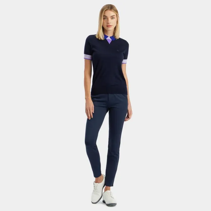 GFORE MERINO WOOL LAYERED SHORT SLEEVE SWEATER POLO Twilight Women Polos