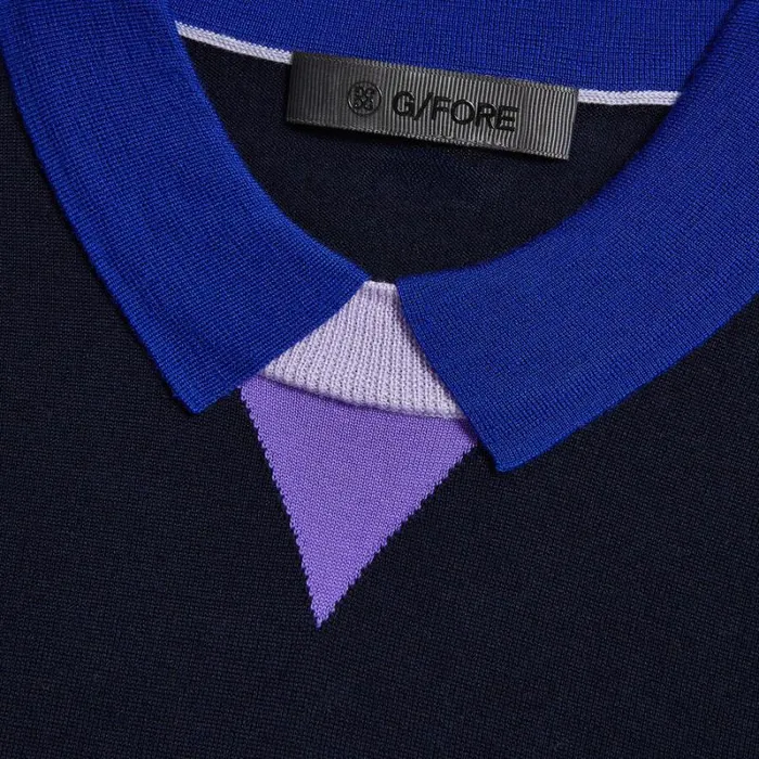 GFORE MERINO WOOL LAYERED SHORT SLEEVE SWEATER POLO Twilight Women Polos