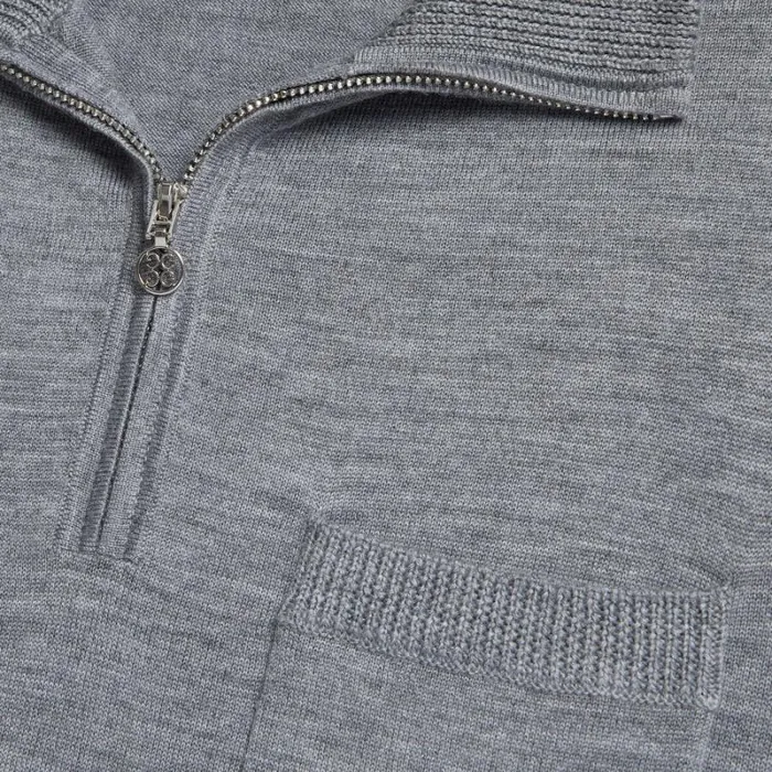 GFORE MERINO WOOL QUARTER ZIP POCKET SWEATER DRESS Heather Grey Women Sweaters