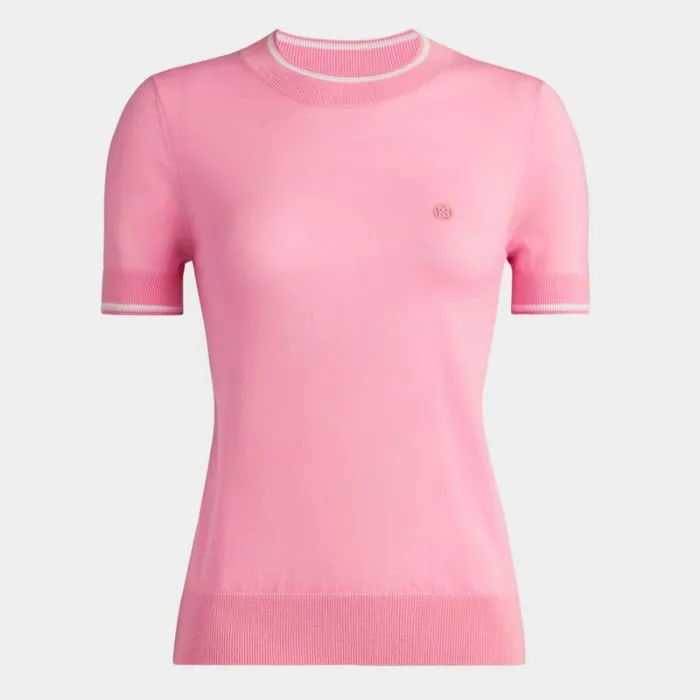 GFORE MERINO WOOL SHORT SLEEVE SWEATER Candy Women Sweaters