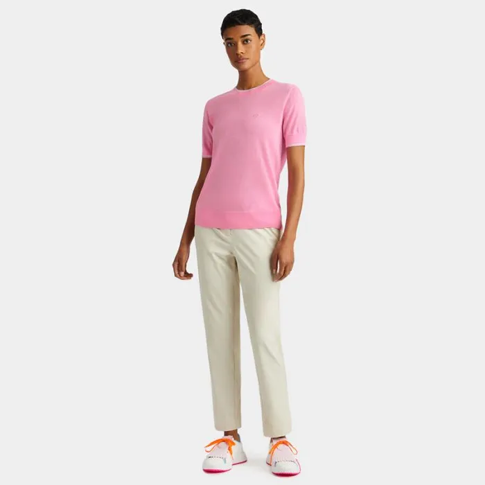 GFORE MERINO WOOL SHORT SLEEVE SWEATER Candy Women Sweaters