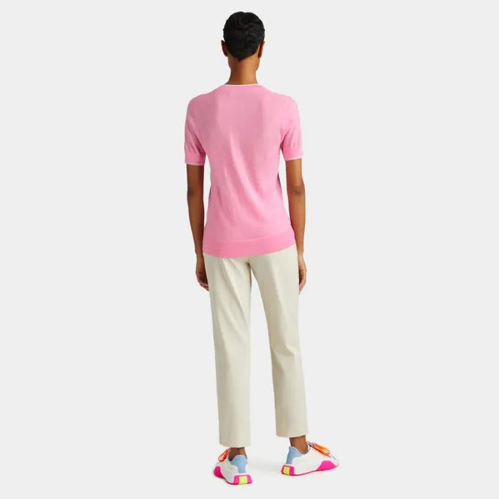 GFORE MERINO WOOL SHORT SLEEVE SWEATER Candy Women Sweaters