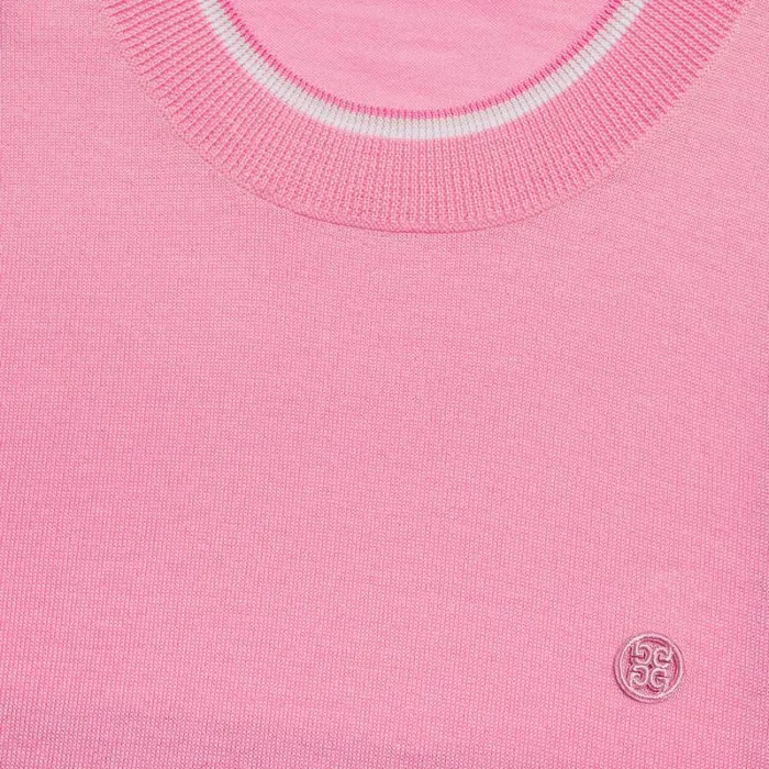 GFORE MERINO WOOL SHORT SLEEVE SWEATER Candy Women Sweaters
