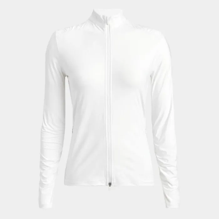 GFORE SILKY TECH NYLON RUCHED FULL ZIP LAYER Snow Women Mid Layers