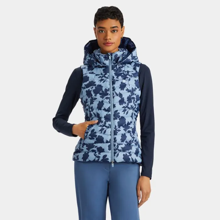 GFORE TONAL FLORAL NYLON PUFFER VEST Fjord Women Outerwear