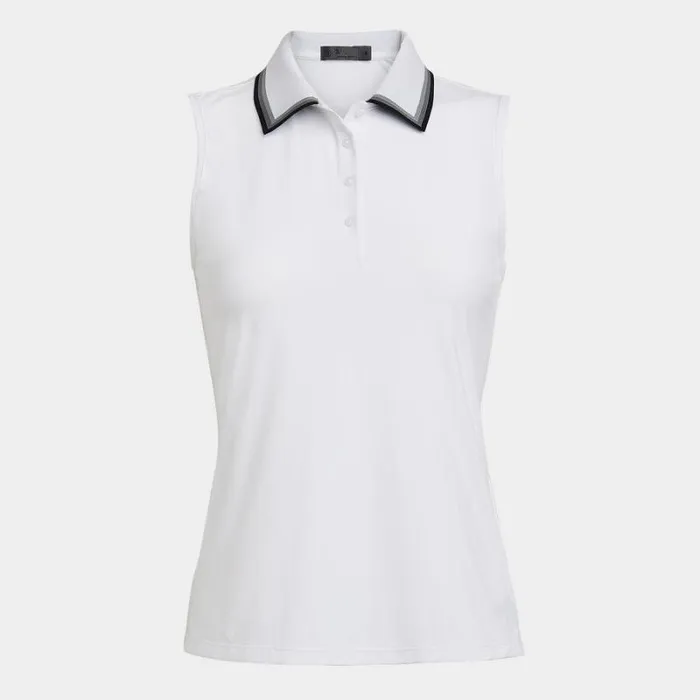 GFORE TUX RIB PLEATED COLLAR SILKY TECH NYLON SLEEVELESS POLO Snow Women Polos