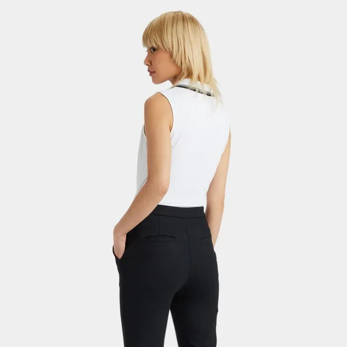 GFORE TUX RIB PLEATED COLLAR SILKY TECH NYLON SLEEVELESS POLO Snow Women Polos