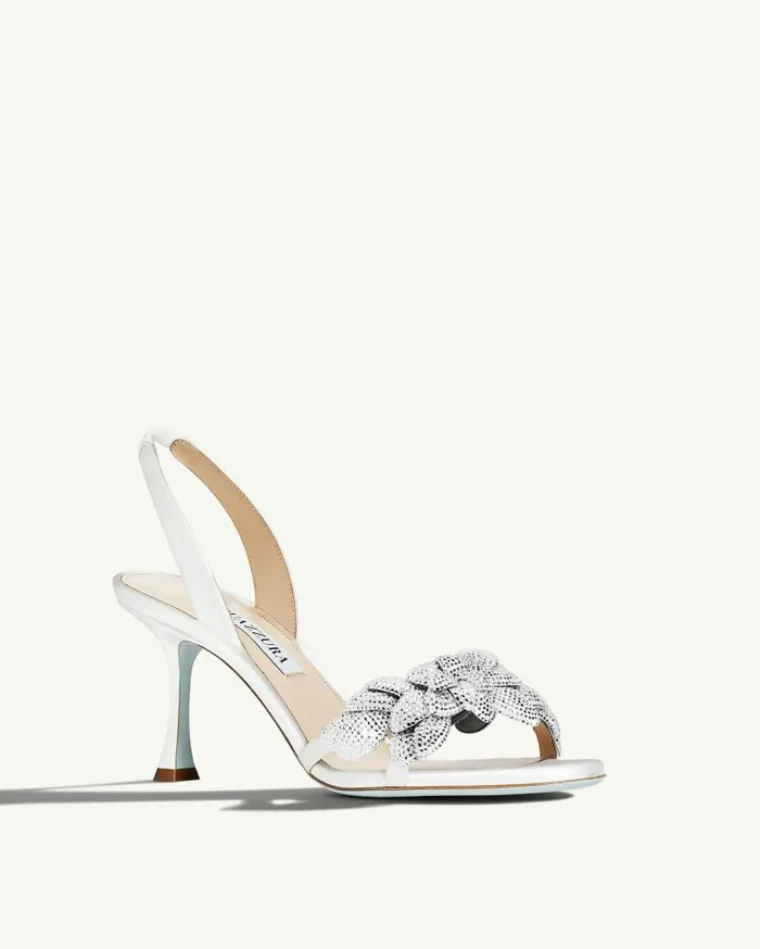 Galactic Flower Sandal 75 White Women Aquazzura Bridal