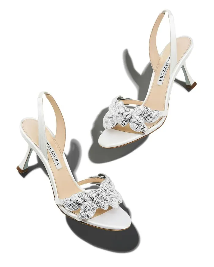 Galactic Flower Sandal 75 White Women Aquazzura Bridal Galactic Flower Sandal 75 White Women Aquazzura Bridal