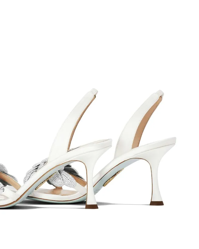 Galactic Flower Sandal 75 White Women Aquazzura Bridal Galactic Flower Sandal 75 White Women Aquazzura Bridal