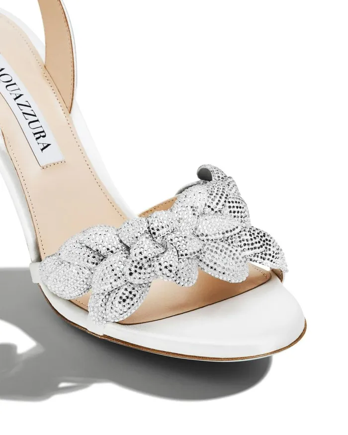 Galactic Flower Sandal 75 White Women Aquazzura Bridal Galactic Flower Sandal 75 White Women Aquazzura Bridal