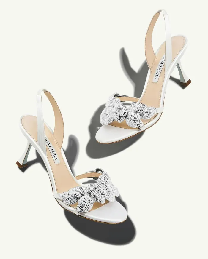 Galactic Flower Sandal 75 White Women Aquazzura Bridal Galactic Flower Sandal 75 White Women Aquazzura Bridal
