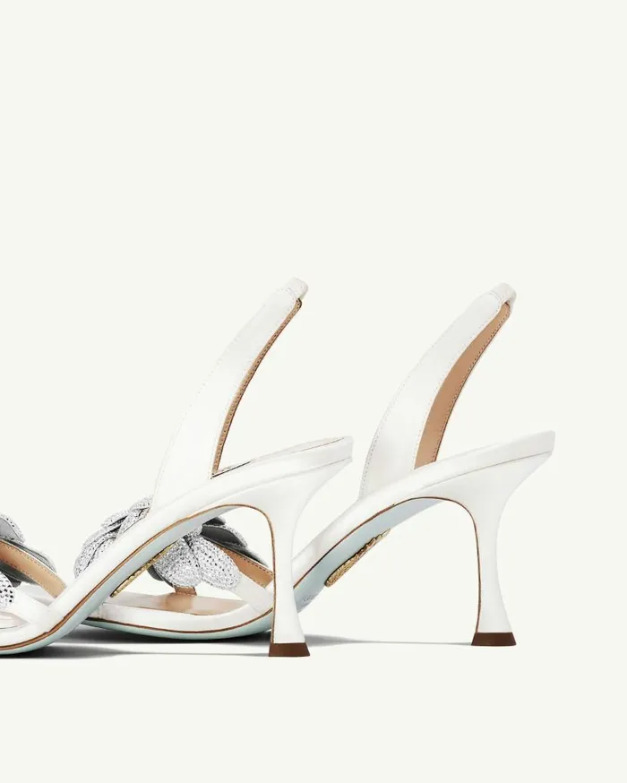 Galactic Flower Sandal 75 White Women Aquazzura Bridal Galactic Flower Sandal 75 White Women Aquazzura Bridal