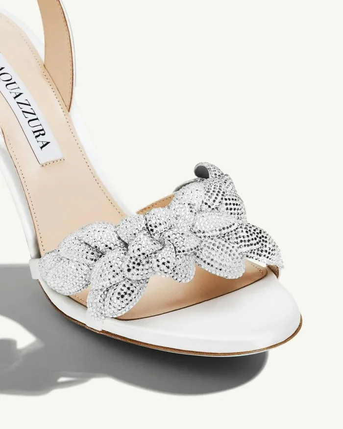 Galactic Flower Sandal 75 White Women Aquazzura Bridal Galactic Flower Sandal 75 White Women Aquazzura Bridal