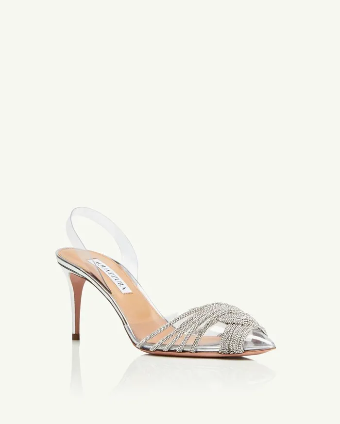 Gatsby Plexi Sling 75 Silver Women Aquazzura Pumps