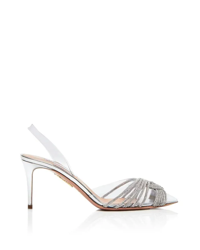 Gatsby Plexi Sling 75 Silver Women Aquazzura Pumps Gatsby Plexi Sling 75 Silver Women Aquazzura Pumps