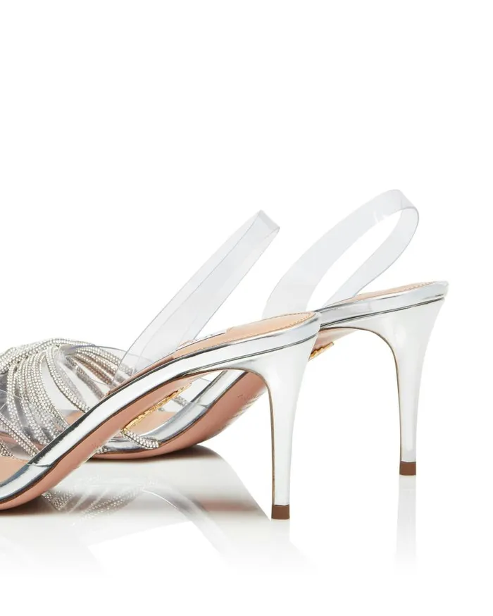 Gatsby Plexi Sling 75 Silver Women Aquazzura Pumps Gatsby Plexi Sling 75 Silver Women Aquazzura Pumps