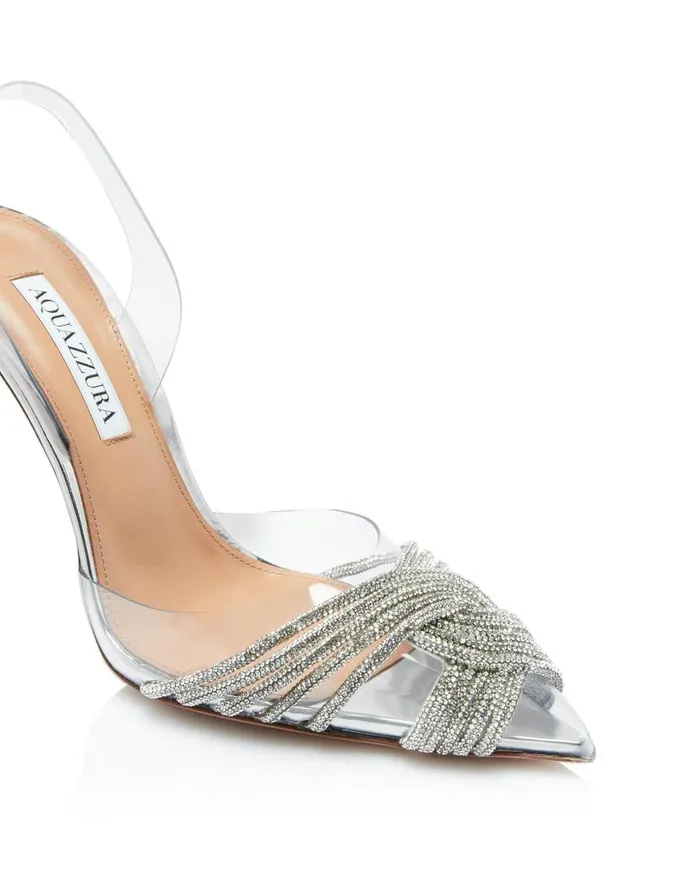 Gatsby Plexi Sling 75 Silver Women Aquazzura Pumps Gatsby Plexi Sling 75 Silver Women Aquazzura Pumps