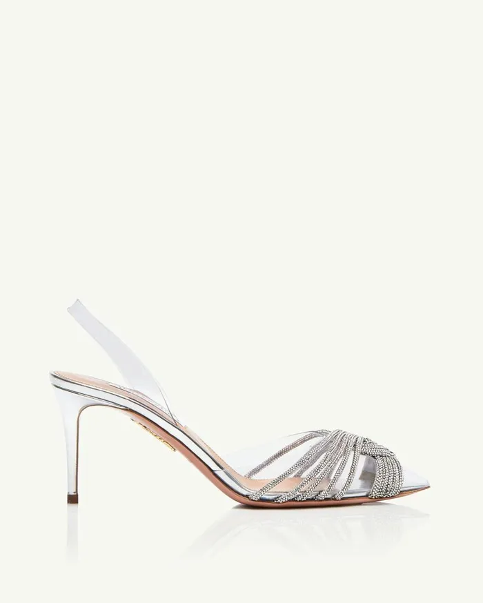 Gatsby Plexi Sling 75 Silver Women Aquazzura Pumps Gatsby Plexi Sling 75 Silver Women Aquazzura Pumps