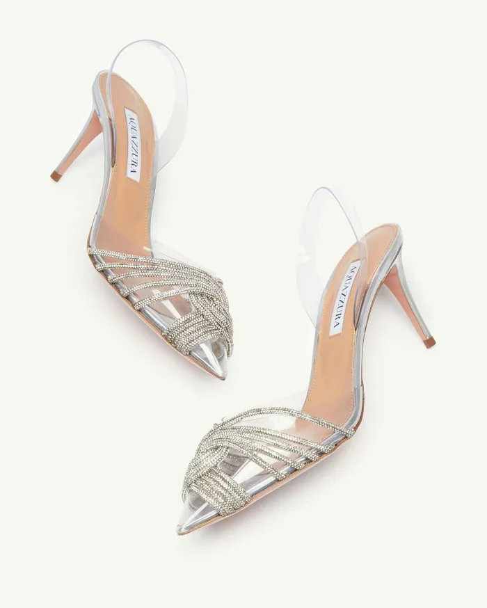 Gatsby Plexi Sling 75 Silver Women Aquazzura Pumps Gatsby Plexi Sling 75 Silver Women Aquazzura Pumps