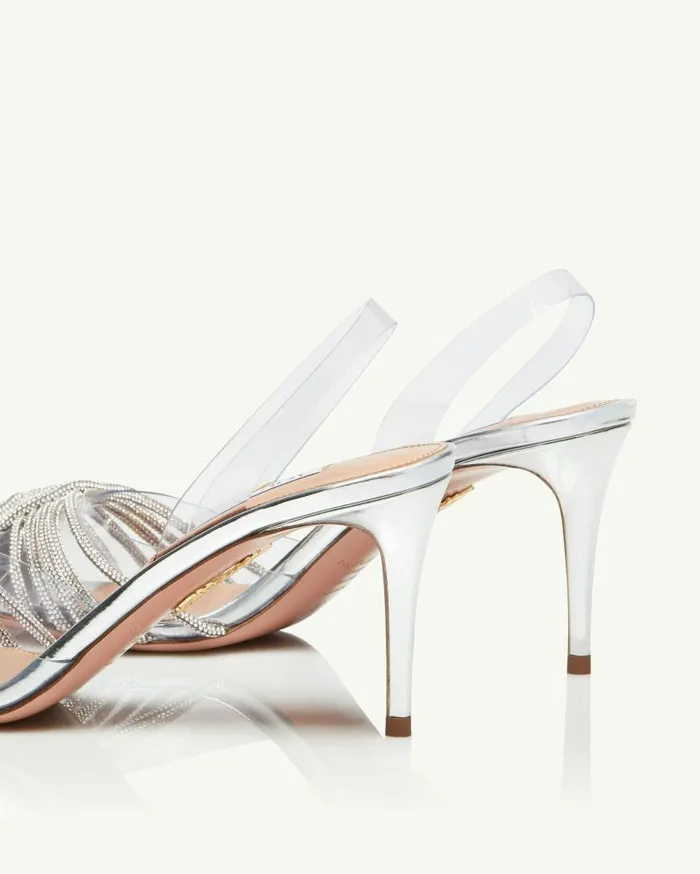 Gatsby Plexi Sling 75 Silver Women Aquazzura Pumps Gatsby Plexi Sling 75 Silver Women Aquazzura Pumps