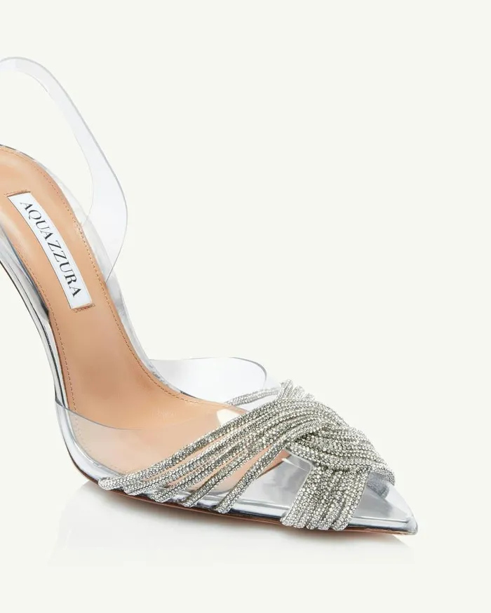 Gatsby Plexi Sling 75 Silver Women Aquazzura Pumps Gatsby Plexi Sling 75 Silver Women Aquazzura Pumps