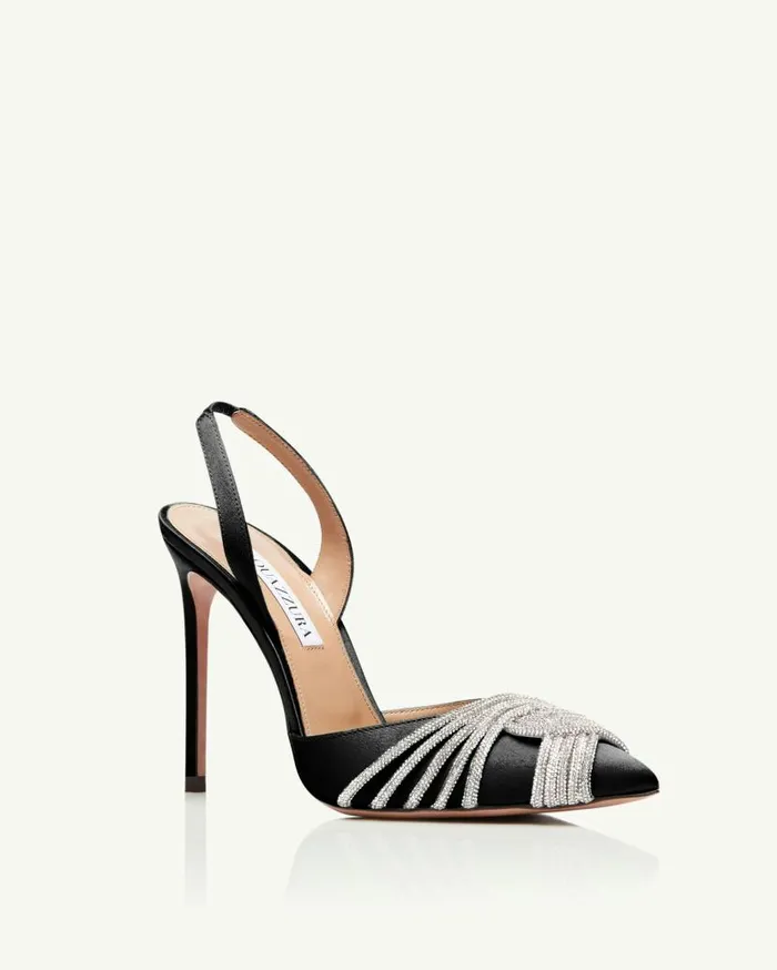 Gatsby Sling Satin 105 Black Women Aquazzura Pumps