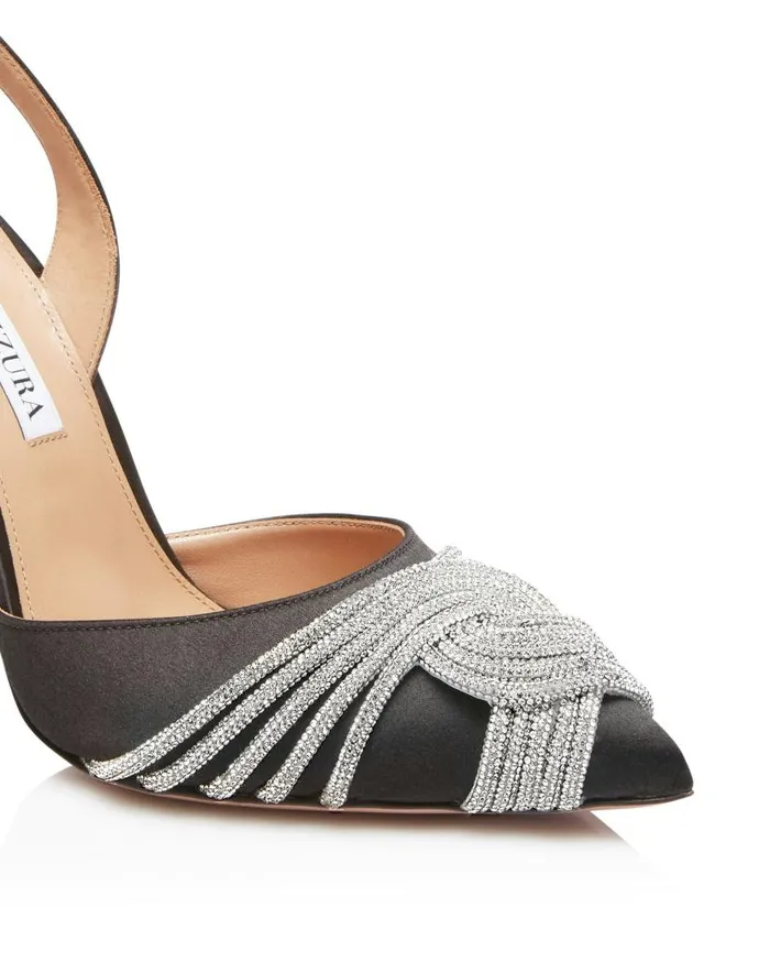 Gatsby Sling Satin 105 Black Women Aquazzura Pumps Gatsby Sling Satin 105 Black Women Aquazzura Pumps