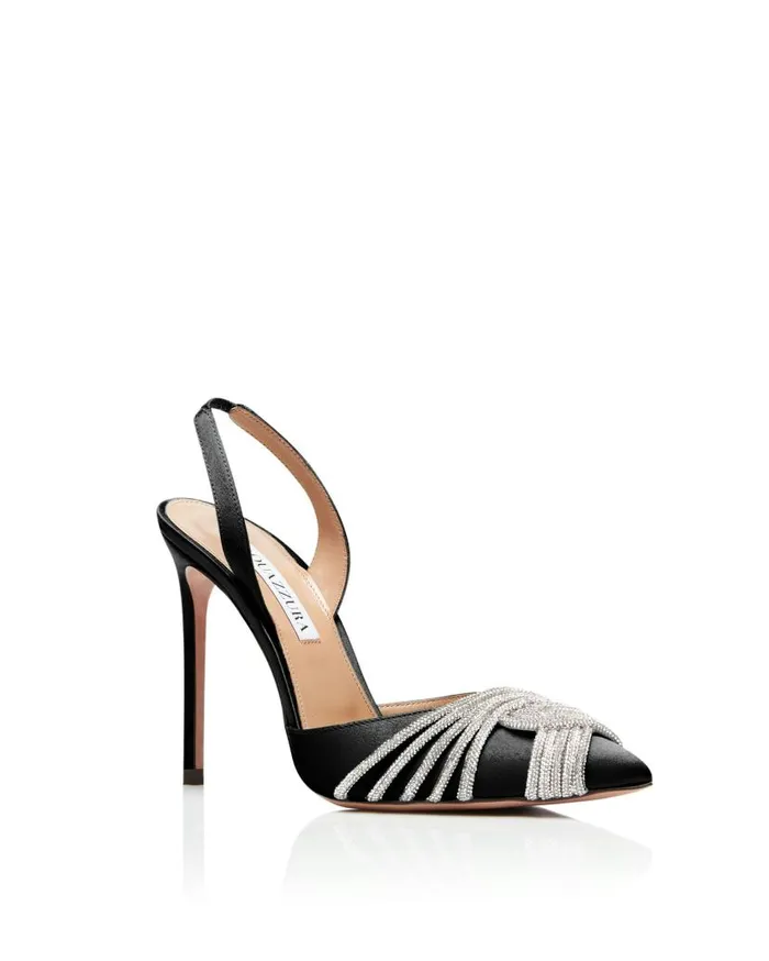 Gatsby Sling Satin 105 Black Women Aquazzura Pumps Gatsby Sling Satin 105 Black Women Aquazzura Pumps