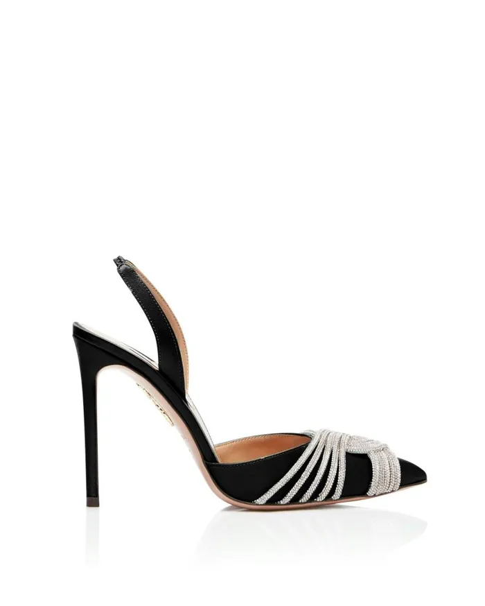 Gatsby Sling Satin 105 Black Women Aquazzura Pumps Gatsby Sling Satin 105 Black Women Aquazzura Pumps