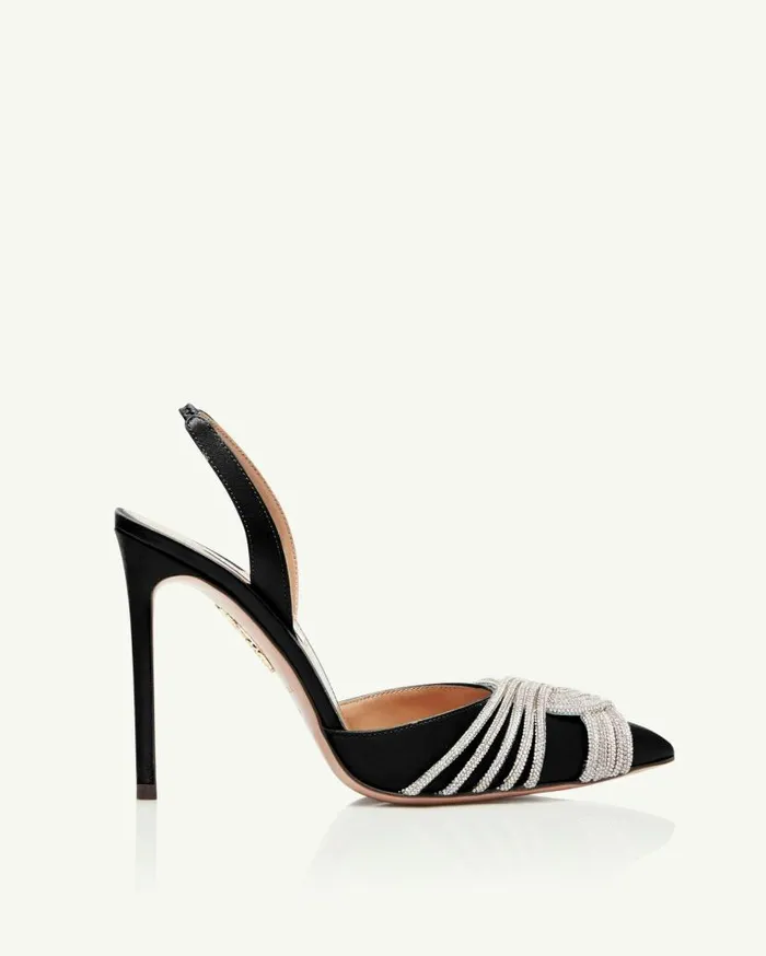 Gatsby Sling Satin 105 Black Women Aquazzura Pumps Gatsby Sling Satin 105 Black Women Aquazzura Pumps
