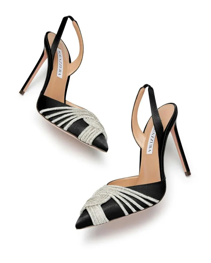 Gatsby Sling Satin 105 Black Women Aquazzura Pumps Gatsby Sling Satin 105 Black Women Aquazzura Pumps