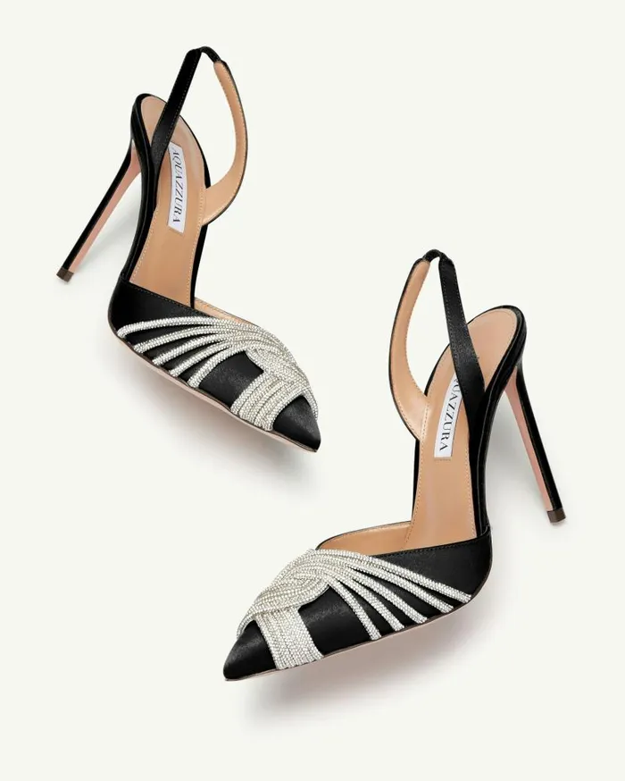 Gatsby Sling Satin 105 Black Women Aquazzura Pumps Gatsby Sling Satin 105 Black Women Aquazzura Pumps